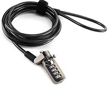 QWORK® Laptop Lock with T-Bar Locking Mechanism 4 Digit Password Protection and 2m High Hardness Cut-Resistant Steel Cable, Protect Your PC/Laptop and Projectors