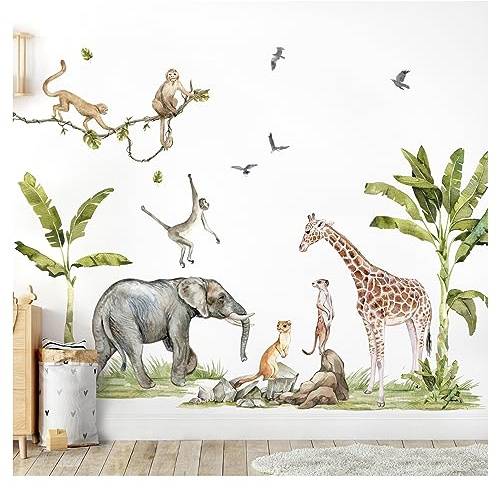 Grandora XXL Wandsticker Set Safari Baum Tiere Wandtattoo für Kinderzimmer DL764-4