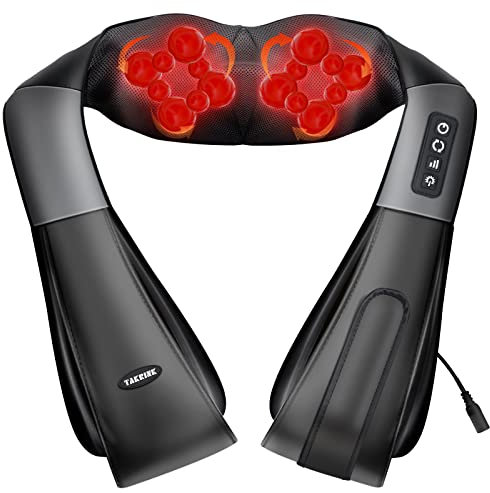 TAKRINK Nackenmassagegerät 16 Massagebälle Shiatsu Massagegerät Schulter Grad und Klettverstärkung Einstellbaren 3 Geschwindigkeit Rückenmassagegerät mit 1.8m Stromkabel
