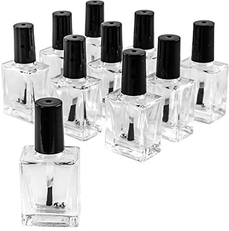 Ideen mit Herz leere Lackflaschen für 10ml Inhalt | Leerflaschen für Nagellack | aus Glas | 6,8 x 3,1 x 2 cm | mit Pinsel-Applikator | 10 Stück