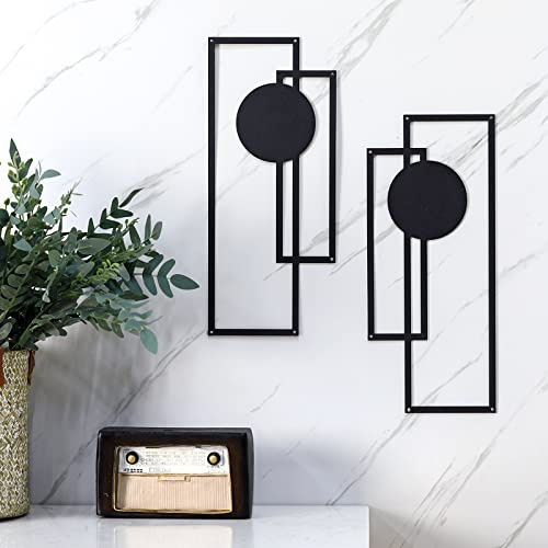 Peryiter Kleine abstrakte Wandkunst, Metall, minimalistische Wanddekoration, einzeilige Kunst, vertikale hängende Skulpturen, geometrisch, modern, zum Aufhängen für Wohnzimmer, Badezimmer, rechteckig,