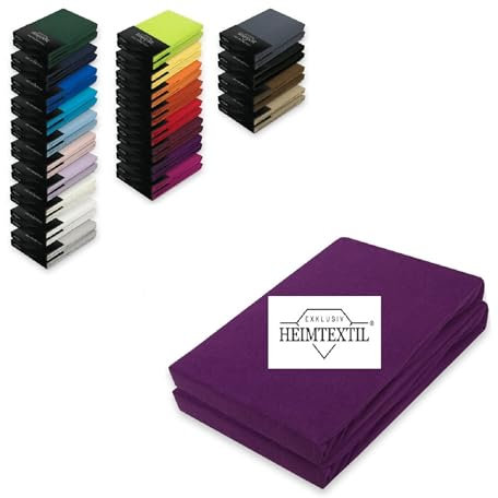 EXKLUSIV HEIMTEXTIL Doppelpack Jersey Spannbettlaken Premium Lila 90-100 x 200 cm