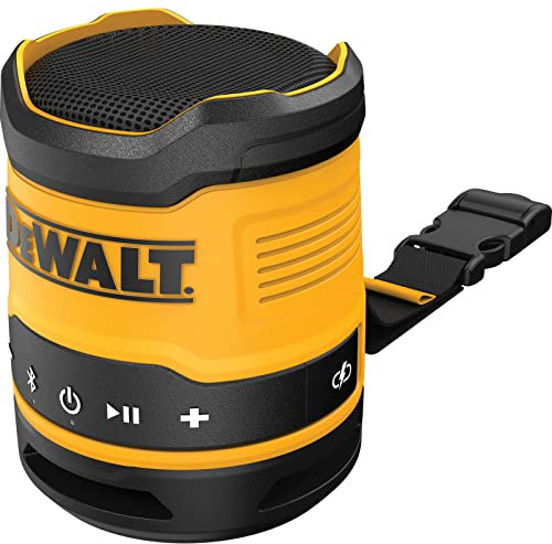 DeWalt DCR009 USB Rechargeable Compact Bluetooth Speaker, Black/Yellow, Bare Unit