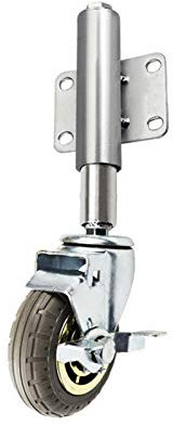 5-Zoll-Torrad, Gummi-Torrollen, federbelastete Lenkrolle, Hochleistungsrollen für Möbel, 220 Pfund Tragfähigkeit, höhenverstellbar 30/60 mm, mit Universal-Montageplatte (30 mm, Seitenbremse)