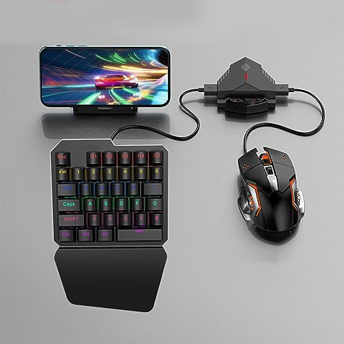 Halbhand-Gaming-Tastatur und Maus-Kombination, 35 Tasten, PUBG, Kabelgebunden, Mechanisch, RGB-Hintergrundbeleuchtung, Halbe Tastatur mit Handgelenkauflage, Kabelgebundener