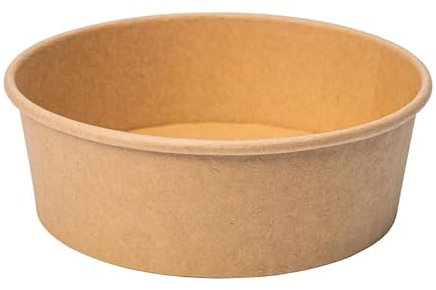 ECOPICNIC 300 Stück Salatschalen 1300ml | to go Schalen rund Suppenschalen Biologisch Bowl | Beerenschale Kraftkarton Verpackung mit PE Innenbeschichtung | Salatbowl gefäß Deli Container Kraft Papier