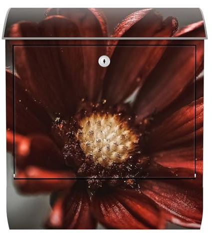 Boîte aux Lettres Design avec Compartiment à Journaux et Motif Gerbera à Bordeaux