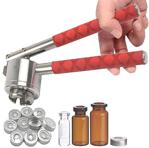 Vial Capping (13-32mm),Pure Aluminum Cap Manual Capping,Bottle Capping Tool,Quick Capping/Adjustable Tightness,Only Suitable For Pure Aluminum Caps,Red-26mm