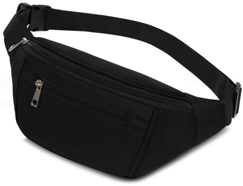 Bauchtasche Gürteltasche Hüfttasche Sport für Damen Herren Wasserdicht Bauchtasche Doggy Bag Outdoor Groß Handytasche Umhängetasche Camping Wandern Fitness Fahrrad Running (Schwarz)