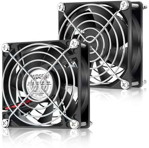 WDERAIR Small 80mm x 25mm 12v Computer DC Brushless Electronic Cooling Fan Dual Ball Bearing 2Pin 2-Pack