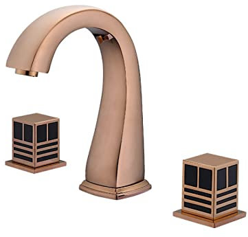 Wasserhahn Bad für Waschbecken Mischbatterie Waschtisch Zweihebel Waschtisch Roségold Warm und Kalt 3 Loch Badarmaturen Mischbatterie Waschtischmischer Vintage Armatur für Waschbecken