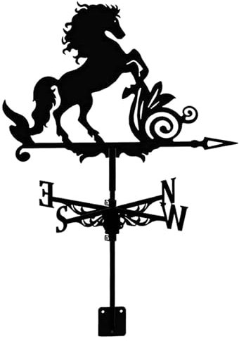 Wetterfahne, Bauernhaus, Wetterfahne, Dachhalterung, Windrichtungsanzeiger-Set, Metallhalterung, Windfahne, Wetterhahn mit Tierornament, für Gartendekoration (Pferde)