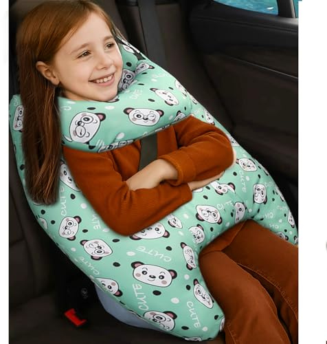 OHAANYY Oreiller Voyage Enfants Voiture, Coussin de Voyage Enfant, Démontable et Lavable Machine, Coton, Confortable, Forme H, Idéal pour Les Voyages en Voiture Cadeau