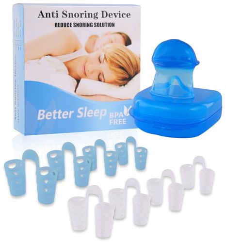 Tongue Retaine, Tongue Cover Trainer with 8 Silicone Nose Clip Stop Snoring, Multi Function Portable Breathing Nose Relief Nasal, Anti Snore Devices, Snoring Stopper for Mild Snoring or Benign Snoring
