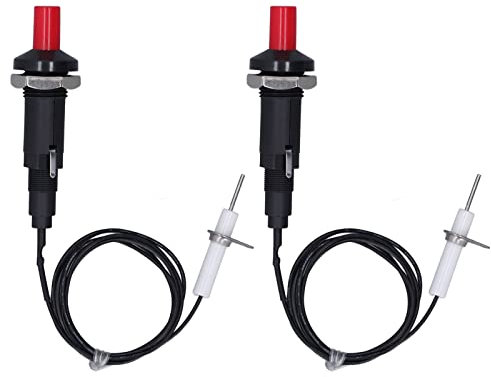 Gsycle Encendedor piezoeléctrico de Encendido piezoeléctrico de 2 Piezas, 1 Salida, 2 pulsadores, con Cable de Aguja de Encendido, 1 Metro para Chimenea, Horno, Calentador, Cocina