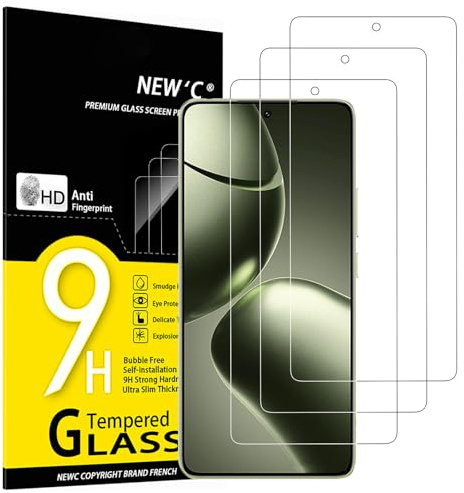 NEW'C 3 Pack, skärmskydd i glas för Xiaomi 14T, 14T Pro, bubbelfri, 9H hårdhet, 0,33 mm ultratransparent, ultrabeständigt härdat glas