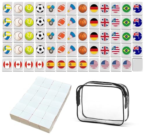 KBIBCK Seaside Escape Mahjong Set - 65 Tiles With Bandiere & Balls Pattern for Giochi da Tavolo - Mini Beach Game
