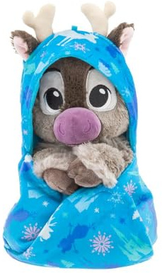 Disney Store Offizielles Sven Plüsch mit Deckentasche – Die Eiskönigin – Disney Babies Plüsch im Baby-Wickeltuch – Kinderspielzeug für diejenigen, die Plüschfiguren, niedliche Plüschtiere und