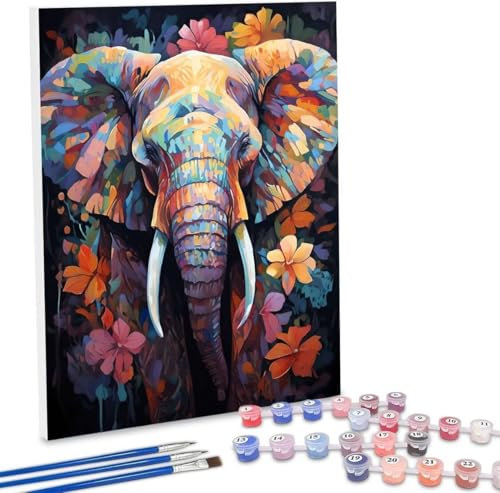 Paint by Numbers for Adults DIY Paint by Numbers Elephant for Beginners Painting by Numbers on Canvas DIY Acrylic Paints Set Paint by Numbers Kits for Adults Perfect for Gifts Decoration 28x36in G-49