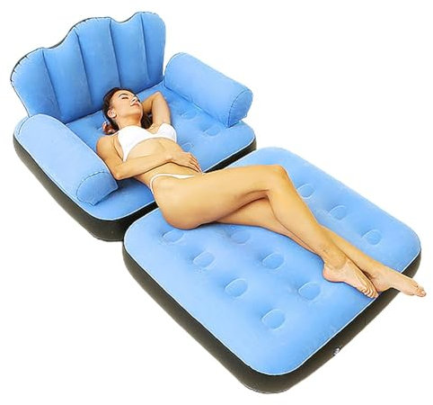 5-in-1-aufblasbare Couch-Multifunktionales Luftsofa mit L-förmiger Armlehne | Faltbare tragbare Lounge, Doppelschichtblase
