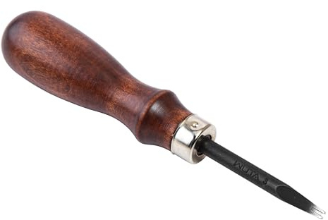 WUTA Taglierina per bordi in pelle, 1 pezzo, professionale, in acciaio al carbonio, manico in legno (1,2 mm)