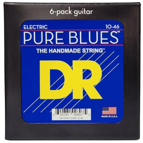 DR Strings PHR-10-6PK Pure Blues Pure Nickel Electric Guitar Strings - .010-.046 Medium Factory, 6-pack