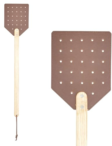 degawo Fliegenklatsche aus Leder & Holz - 51 cm, robust & stilvoll mit Lederschlaufe Fliegen Mücken Klatsche Fänger Insekten Öko Bio Natur Fly Moskito Insekten Schutz