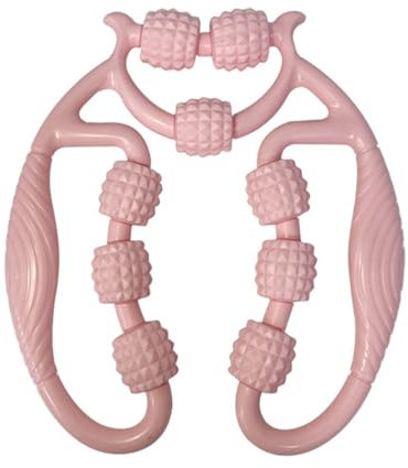 Rouleau musculaire pour jambes, Rouleau de Massage Anti-Cellulite 360 °, pour Les Muscles Manuel 9 Roues Rouleau Cellulite pour Les Cuisses Rouleau en Mousse, Soulage la Fatigue, Rose