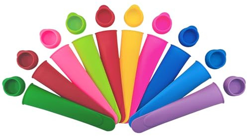 Janety Lot de 10 Moule a Glace en Silicone avec couvercle, Moules à Glace réutilisables, film de glace à l'eau sans BPA pour bricoler des glaces d'été