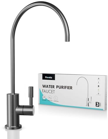 Poveta Grifo Osmosis Inversa, Grifo Cocina Para Agua Potable, Sin Plomo | Grifos Para Sistemas De Ósmosis Inversa O Filtración De Agua, Grifos Cocina Fregadero De Acero Inoxidable,Antracite Cepillado