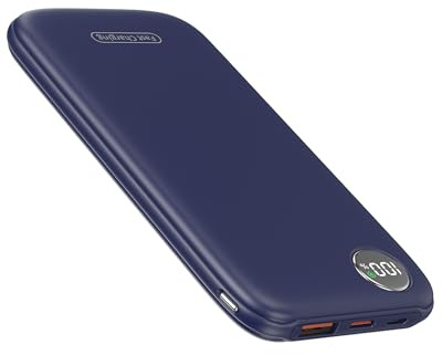 Power Bank, 22.5W 10000mAh Ricarica Rapida Caricatore Portatile iphone, QC 3.0 USB C Powerbank Potente, Batteria Esterna Display LED per iPhone 16 15 14 13 12 Pro Max Mini Plus Android (Blu)