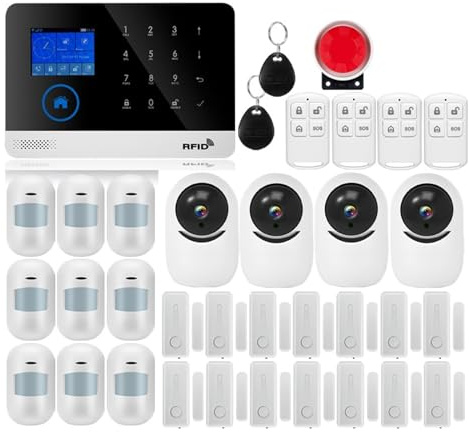 Sistema de Seguridad para el Hogar De Alarma De Seguridad Inteligente gsm Funciona con Detector De Movimiento Antirrobo For El Hogar, Cámara IP con Sensor De Ventana Y Puerta De Humo