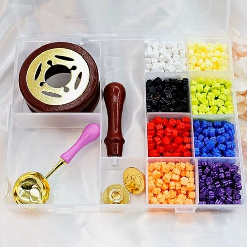 1300 Pcs Siegelwachs Set, Wachs Siegel Set, Siegelstempel Set, Siegelwachs Perlen, Wachssiegel Stempel Set, Wachsstempel Set, Wachs Wachssiegel Set, Schmelzlöffel, Siegelstempel, Siegelwachswärmer