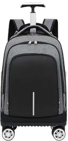 MAQDDO Skola rullande ryggsäck skolvagn väskor spinner resväska handbagage 50 cm män resor rullande bagage ryggsäck för skolan, Grå, En storlek