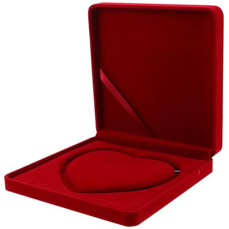 DEARMAMY Caja de Terciopelo para Collares y Baratijas Corazón Rojo, Estuche para Joyas Portátil, Organizador Compacto para Viajes y Hogar, Diseño Decorativo y Tamaño Pequeño