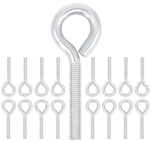 Qrity 20 Stück Ringschrauben M3 x 16 mm, Langem Schaft Ringschrauben, Kohlenstoffstahl Schrauben mit Ring, für Aufhängen und Befestigen