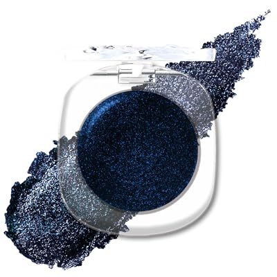 Duochrome Schwarz Blau Glitzer Lidschatten, Glatte Creme Textur Eyeshadow mit Starker Metalleffekt, Langanhaltender Glanz, Hochpigmentiert Eyeshadow Palette Smoky Punk Augen Make-up für Party Stage-04
