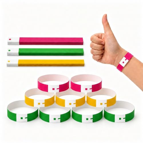 Wristbands for Events, Waterproof Adjustable Wrist Bands, Tamper-Proof Entrance Bracelets Arm Bands for Festivals, Clubs, Music Concerts, Exhibitions, Amusement Park(Colorful, 300 Pcs)