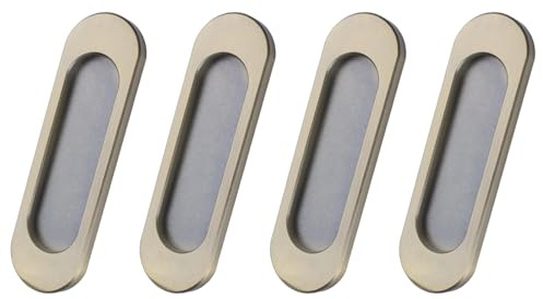 MOROBOR Tiradores ovalados autoadhesivos para puerta corrediza, 4 unidades, aleación de aluminio, manijas empotradas para puertas corredizas de granero, ventanas, armarios, 100 mm/bronce