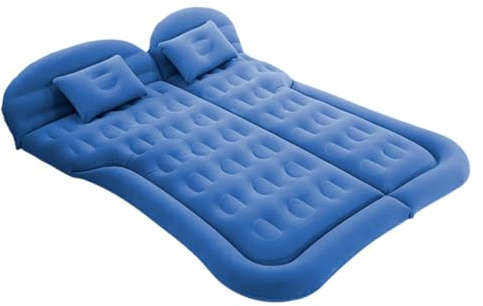 Luftbädd Bil Luftmadrass Flockning Resesäng Vikbar Uppblåsbar Camping Bagagedyna Fordonssömnkomfort bilsäng(Blue)