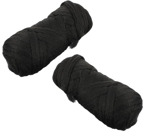 HEALLILY Línea de Extensiones de Cabello Liso y Natural de Polipropileno Negro 2 Rollos de Alambre para Peluca para Fiestas