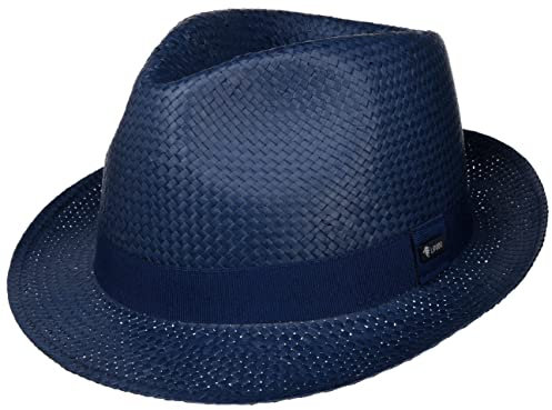Lipodo Colour City Trilby Strohhut Damen Herren Made in Italy Blau Ripsband Sommer blau XL (60-61 cm)