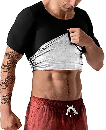 Bastu t-shirt för män svett-t-shirt kompressionstank top viktminskning träning smalare skjorta gym formkläder atletisk kortärmad väst värmefångande het fett