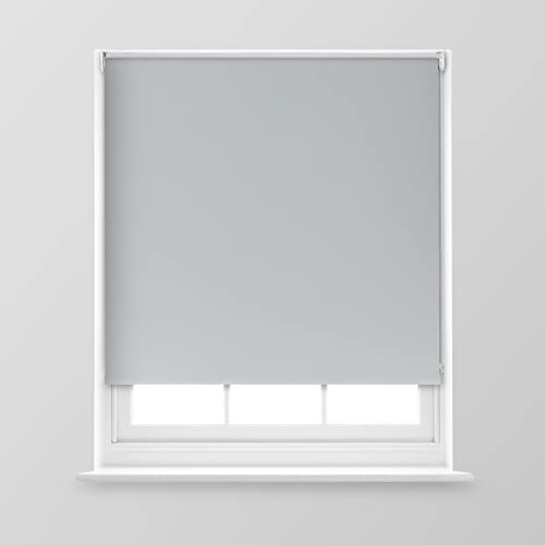 A.Unique Home Premium Trimmable Thermal Blackout Roller Window Blind in a Variety of Colours and Sizes Ideal for any Room - 2FT - Grey - 60cm (W) x 170cm (L) | 23.6 (W) x 66.9 (L)