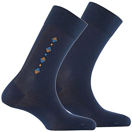 Kindy - Lot de 2 paires de mi-chaussettes en fil d'écosse MADE IN FRANCE - couleur - Marine - Pointure - 39-42