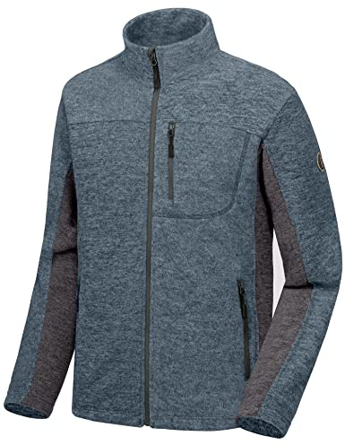 Little Donkey Andy Herren Jacke Fleece Strickjacke Strickfleece Outdoor Sweatshirt Wandern Grau L