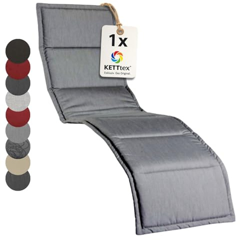 KETTtex EXKLUSIV Auflage Bäderliege anthrazit I Gartenliege Polster 205x55x3cm I hochwertige & Pflegeleichte Liegenauflage I Wetter- & formbeständiges Liegekissen I Liegestuhl-Auflage
