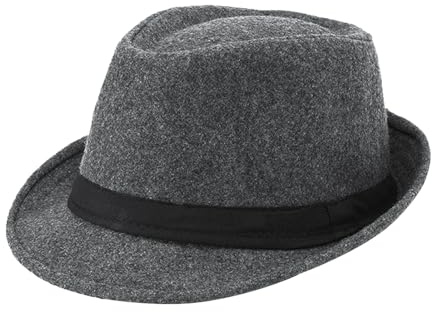 Men Fedora Trilby Hat Panama Hat Elegant Winter Bowler Hats Classic Short Brim Jazz Cap Vintage Style Warm Autumn Winter Gentleman Homburg Party Gangster Cap for Travel Beach Party Outdoor Light Grey