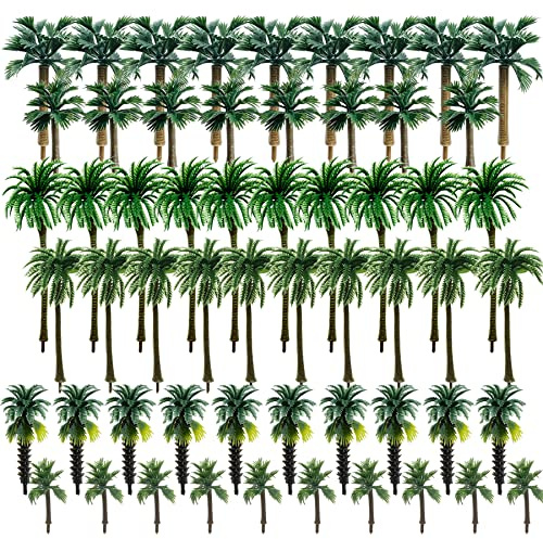 Woohome Árbol Palmera de Plástico, Palmeras de Coco para Tren Ferrocarril, Arquitectura Diorama y Bricolaje de Paisaje (Estilo C)