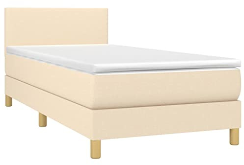 vidaXL Boxspringbett mit Matratze Creme 100x200 cm Stoff